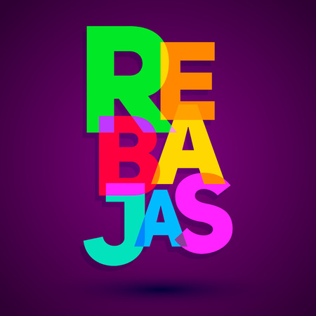 Rebajas - Discounts spanish text, sales vector colorful lettering designのイラスト素材