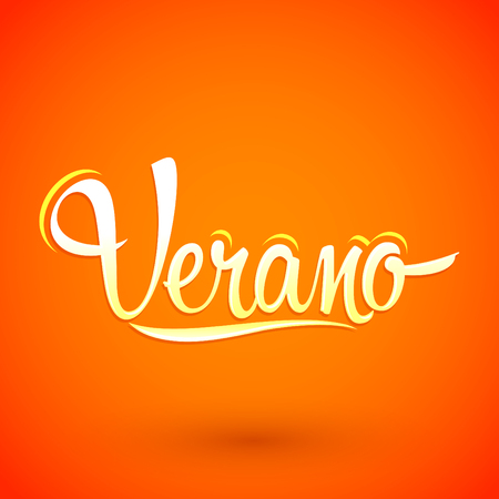 Verano, Summer spanish text, vector lettering designのイラスト素材