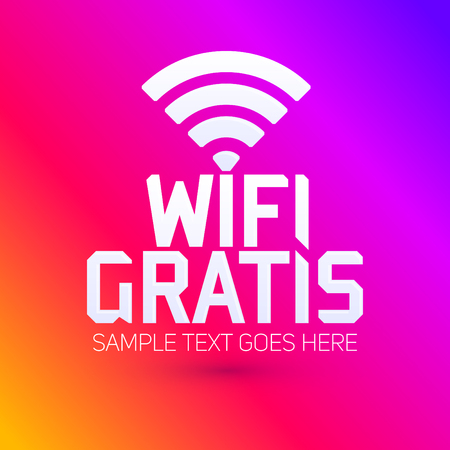 Wifi Gratis, Spanish translation: Free Wifi, vector zone sign iconのイラスト素材