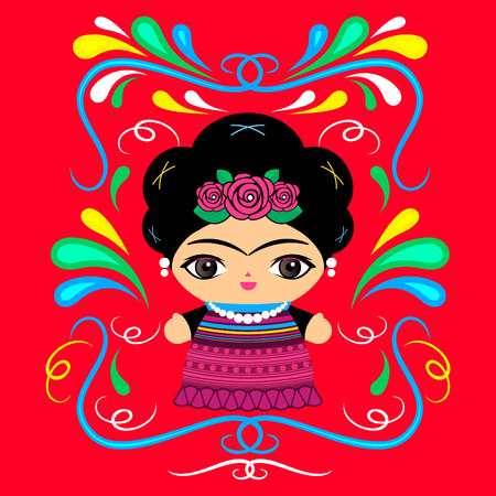 Mexican Doll with decorative design.のイラスト素材