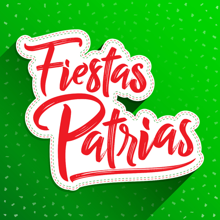 Fiestas Patrias - National Holidays spanish text, mexican theme patriotic celebration vector letteringのイラスト素材