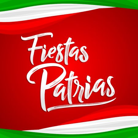 Fiestas Patrias - National Holidays spanish text, mexican theme patriotic celebration vector letteringのイラスト素材