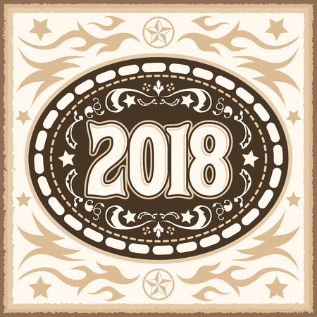 2018 western cowboy belt buckle vector illustrationのイラスト素材