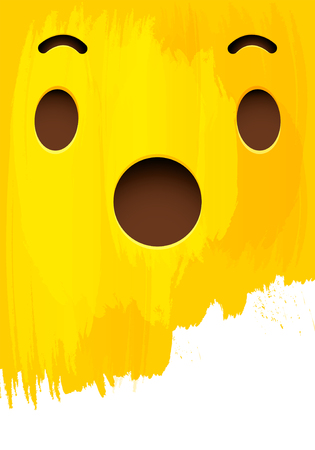 Surprised smiley face on yellow paint wall vector illustrationのイラスト素材