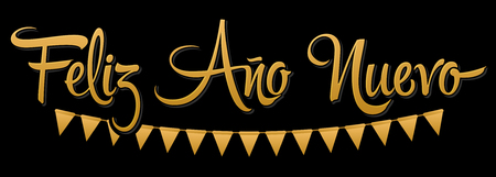 Feliz Ano Nuevo, Happy New Year spanish text, Vector Holiday Lettering designのイラスト素材
