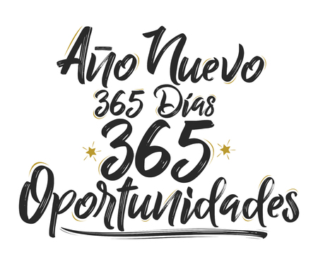 Ano Nuevo 365 Dias, 365 Oportunidades, New Year 365 Days, 365 Opportunities spanish text, vector illustrationのイラスト素材