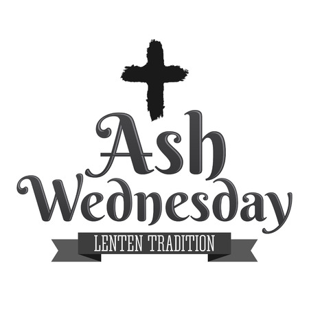 Ash Wednesday Christian Tradition vector emblem designのイラスト素材