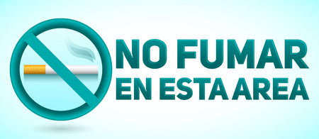 No Fumar en esta Area, No Smoking in this Area spanish text, vector sign illustration.のイラスト素材