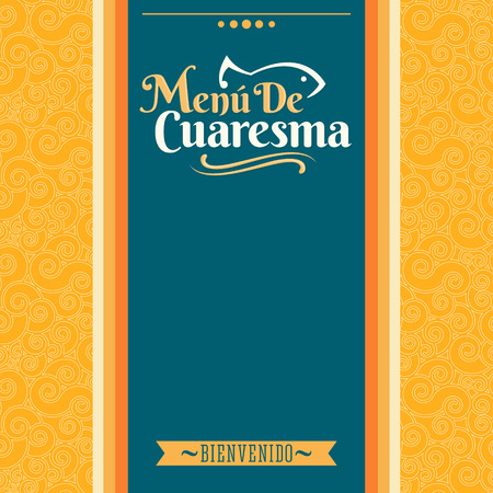 Menu de Cuaresma, Lenten Menu Spanish text, Lent Sea Food vector Menu cover designのイラスト素材