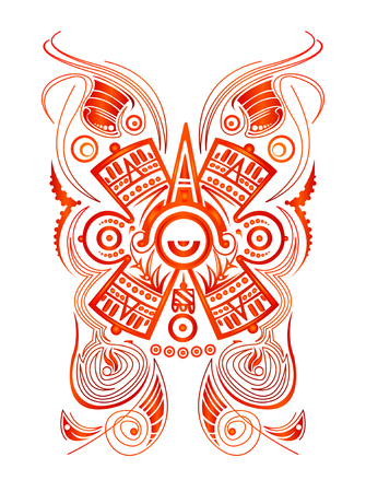 Mayan Aztec Concept Stylized Symbol Vector illustration, Tattoo Tribal Styleのイラスト素材