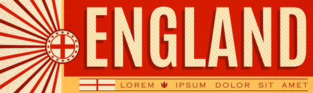 England Patriotic vintage Banner design, typographic vector illustration, England Flag colorsのイラスト素材