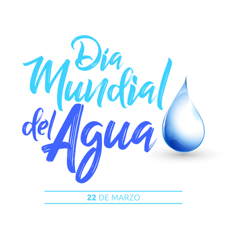 Dia mundial del Agua, 22 de Marzo,  World Water Day, March 22 spanish text vector lettering illustrationのイラスト素材
