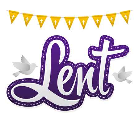 Lent Religious Tradition Season, Vector Lettering illustrationのイラスト素材