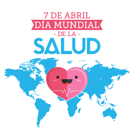 Dia Mundial de la Salud, World Health Day April 7 spanish text, vector illustrationのイラスト素材