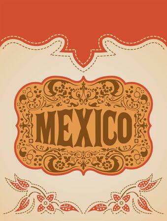 Mexico Western Style, Mexican Theme vector poster card templateのイラスト素材