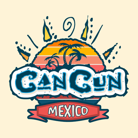Cancun Mexico Vector Icon, Emblem Designの素材