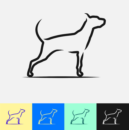 Dog Emblem Stylish Brush Design, vector illustrationのイラスト素材