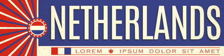 Netherlands Patriotic vintage Banner design, typographic vector illustration, Holland Flag colorsのイラスト素材