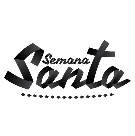 Semana Santa, Holy Week Spanish text ribbon vector letteringのイラスト素材