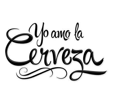 Yo Amo la Cerveza, I Love Beer Spanish text vector letteringのイラスト素材