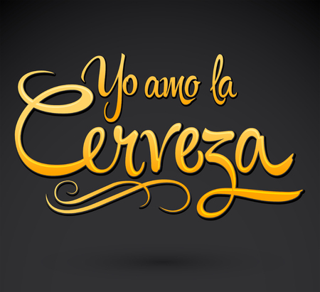 Yo Amo la Cerveza, I Love Beer Spanish text vector letteringのイラスト素材