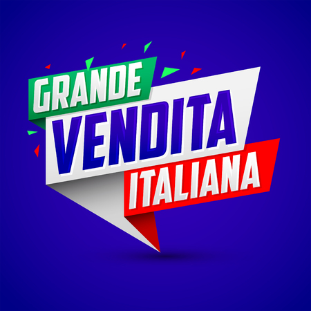 Grande Vendita Italiana, Italian Big Sale text, vector modern colorful bannerのイラスト素材
