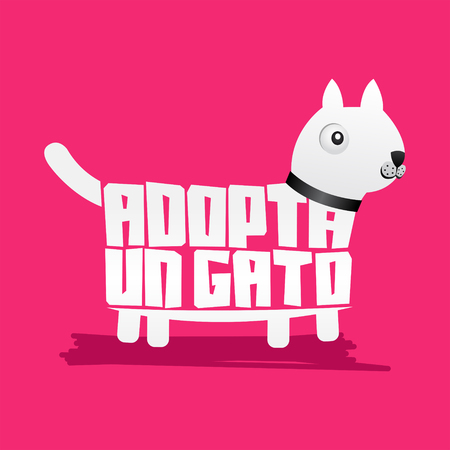 Adopta un Gato, Adopt a Cat spanish text Vector cat shape vector, pet adoption.のイラスト素材