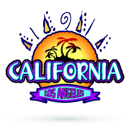 California Los Angeles, vector badge emblem designのイラスト素材