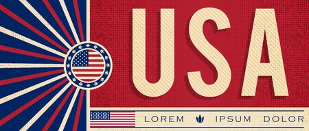 USA United States of America Patriotic Banner design, typographic vector illustration, American Flag colorsのイラスト素材