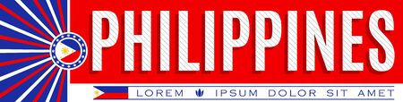 Philippines Patriotic Banner design, typographic vector illustration, Philippine Flag colorsのイラスト素材