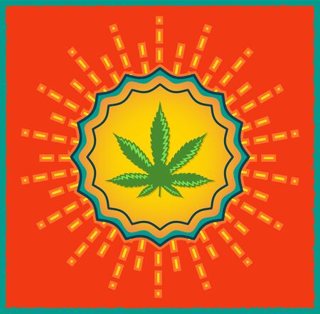 Marijuana emblem vector seal, Cannabis Leaf Plant sign illustrationのイラスト素材