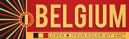 Belgium Patriotic Banner design, typographic vector illustration, Belgian Flag colorsのイラスト素材