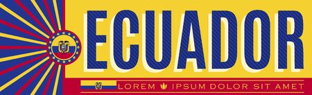 Ecuador Patriotic Banner design, typographic vector illustration, Ecuadorian Flag colorsのイラスト素材