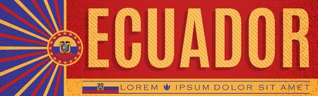 Ecuador Patriotic Banner design, typographic vector illustration, Ecuadorian Flag colorsのイラスト素材