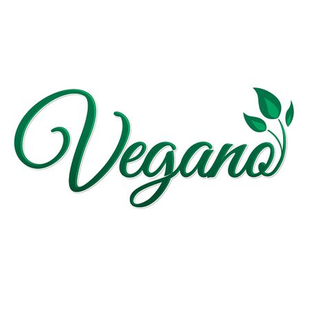 Vegano, Vegan Spanish text, Vector icon design, vegan symbol with leaves.のイラスト素材