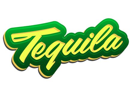 Tequila Vector Lettering Mexican drink icon, text emblem.のイラスト素材