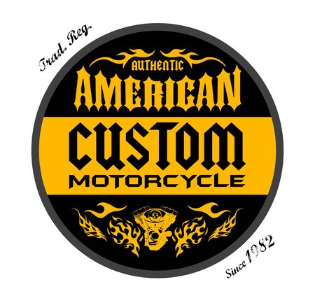 Custom Motorcycle American Badge print design, vector emblem illustration.のイラスト素材