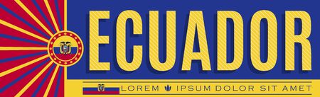 Ecuador Patriotic Banner design, typographic vector illustration, Ecuadorian Flag colorsのイラスト素材