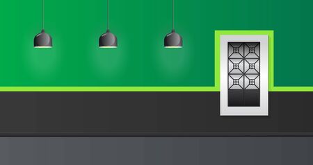 House Facade Vector Illustration Window and Lamp colonial style.のイラスト素材