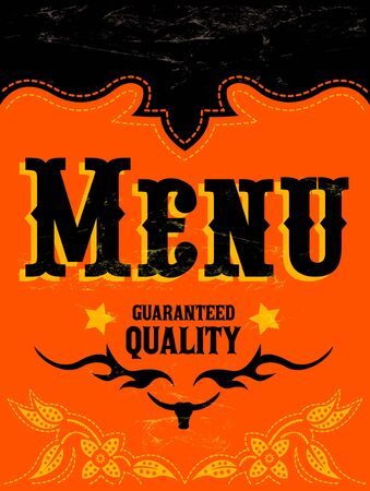 Restaurant Menu Design, Western Wild West style vector cover.のイラスト素材