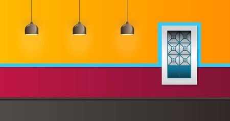 House Facade Vector Illustration Window and Lamp colonial style.のイラスト素材