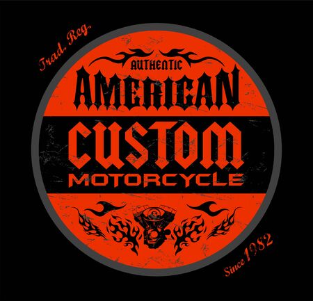 Custom Motorcycle American Badge print design, vector emblem illustration.のイラスト素材