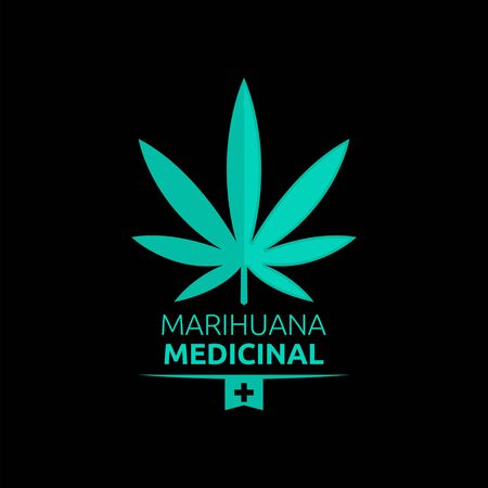 Marihuana Medicinal, Medical Marijuana spanish text, vector emblem design.のイラスト素材
