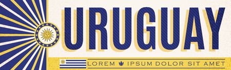 Uruguay  Banner design, typographic vector illustration, Uruguayan Flag colorsのイラスト素材