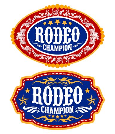 Rodeo Champion Cowboy belt buckle vector designのイラスト素材