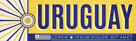 Uruguay  Banner design, typographic vector illustration, Uruguayan Flag colorsのイラスト素材