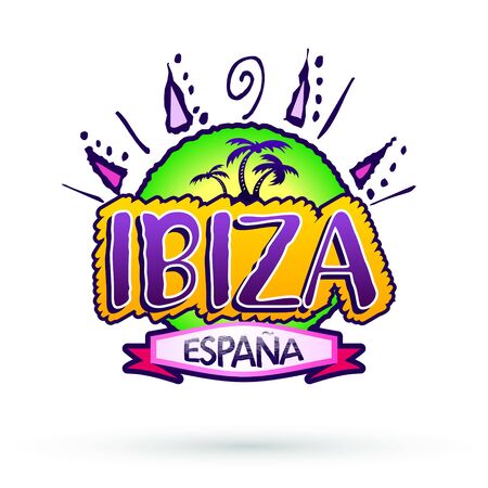 Ibiza Espana, Ibiza Spain Spanish text, beach vector icon, emblem design.のイラスト素材