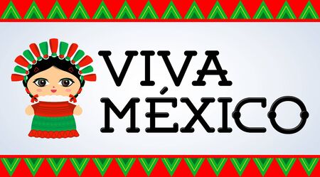 Viva Mexico, traditional Mexican phrase and Doll vector illustrationのイラスト素材