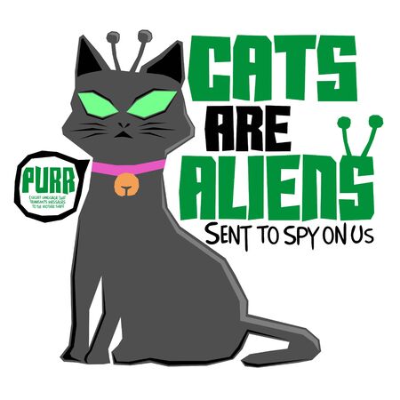 Cats are Aliens Funny Vector illustration, t-shirt print design.のイラスト素材