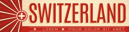 Switzerland Banner design, typographic vector illustration, Swiss Flag colorsのイラスト素材